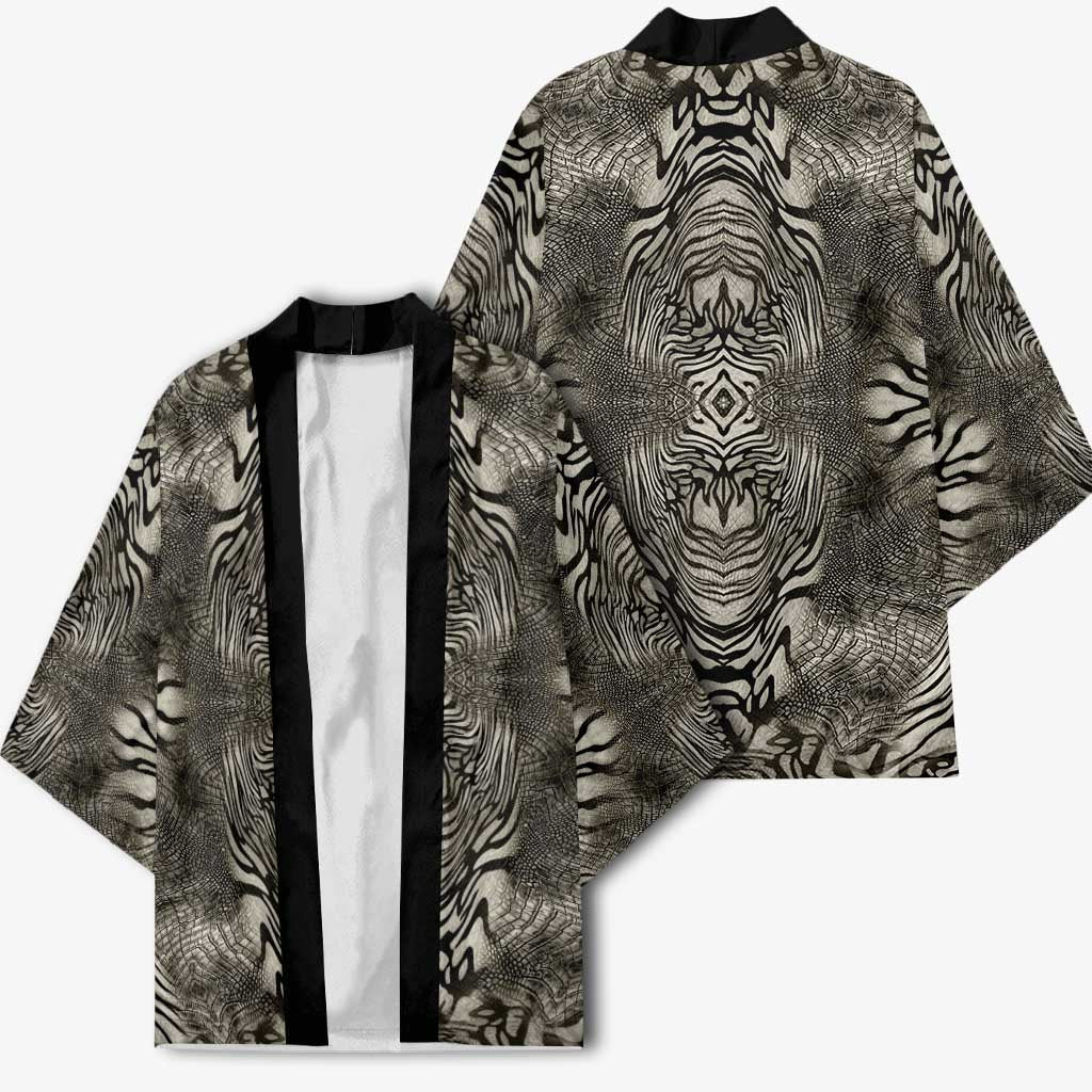 African Zebra Elephant Skin Pattern Kimono