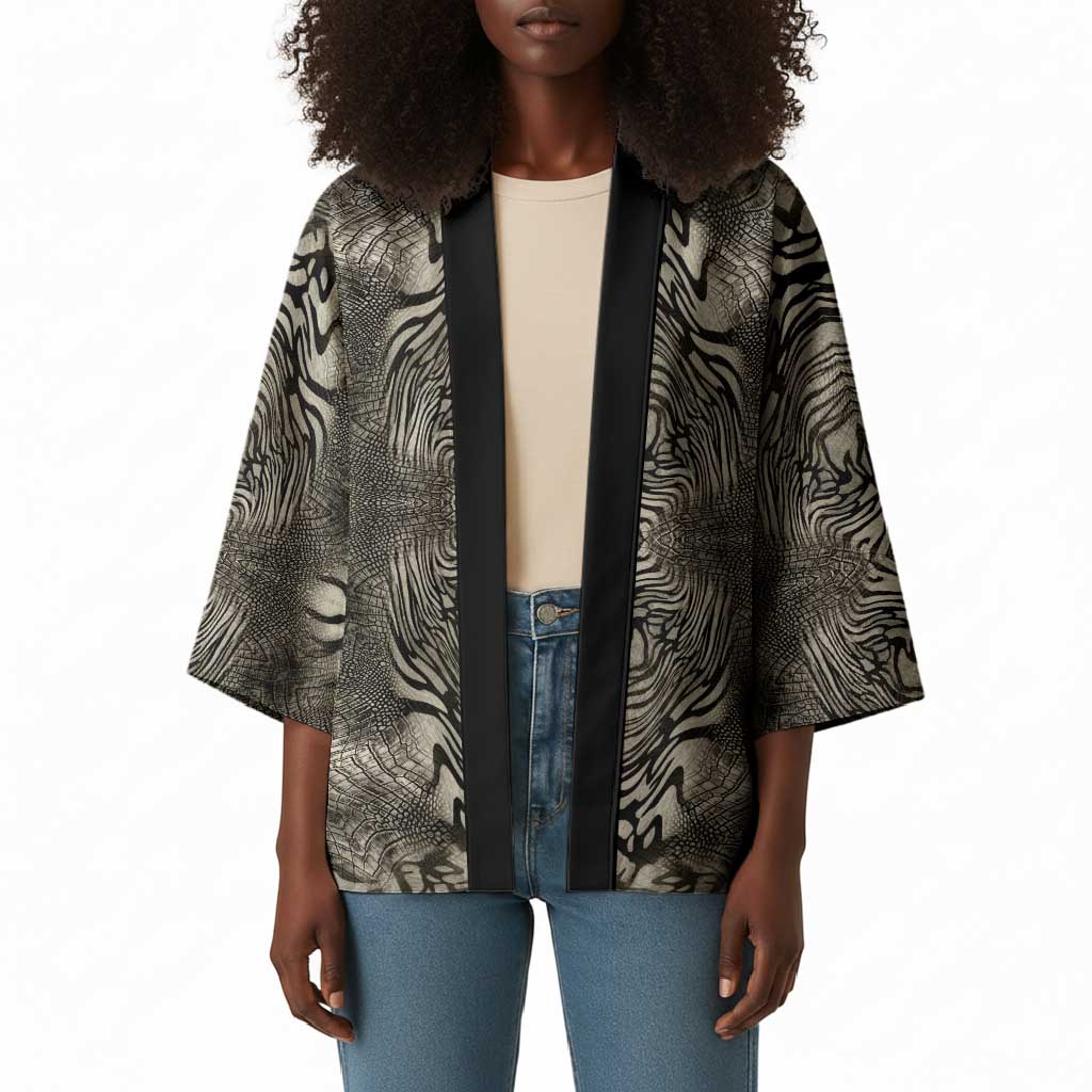 African Zebra Elephant Skin Pattern Kimono