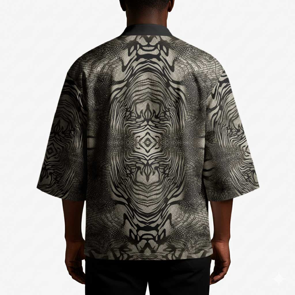African Zebra Elephant Skin Pattern Kimono
