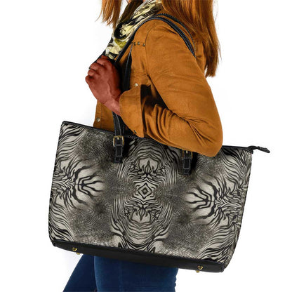 African Zebra Elephant Skin Pattern Leather Tote Bag