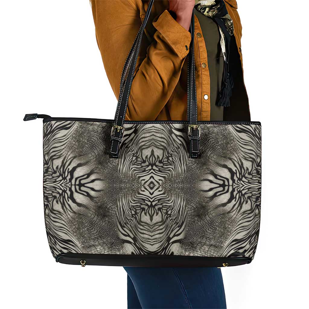 African Zebra Elephant Skin Pattern Leather Tote Bag