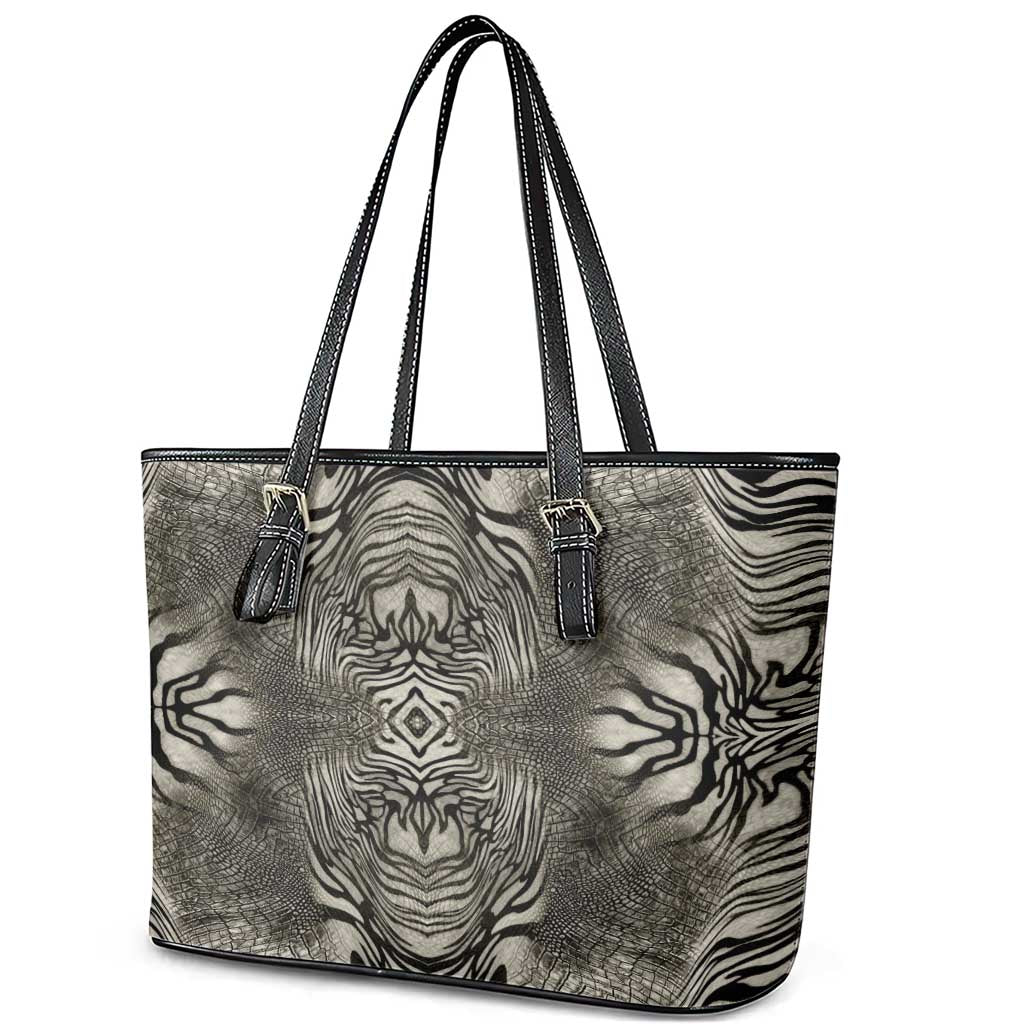 African Zebra Elephant Skin Pattern Leather Tote Bag