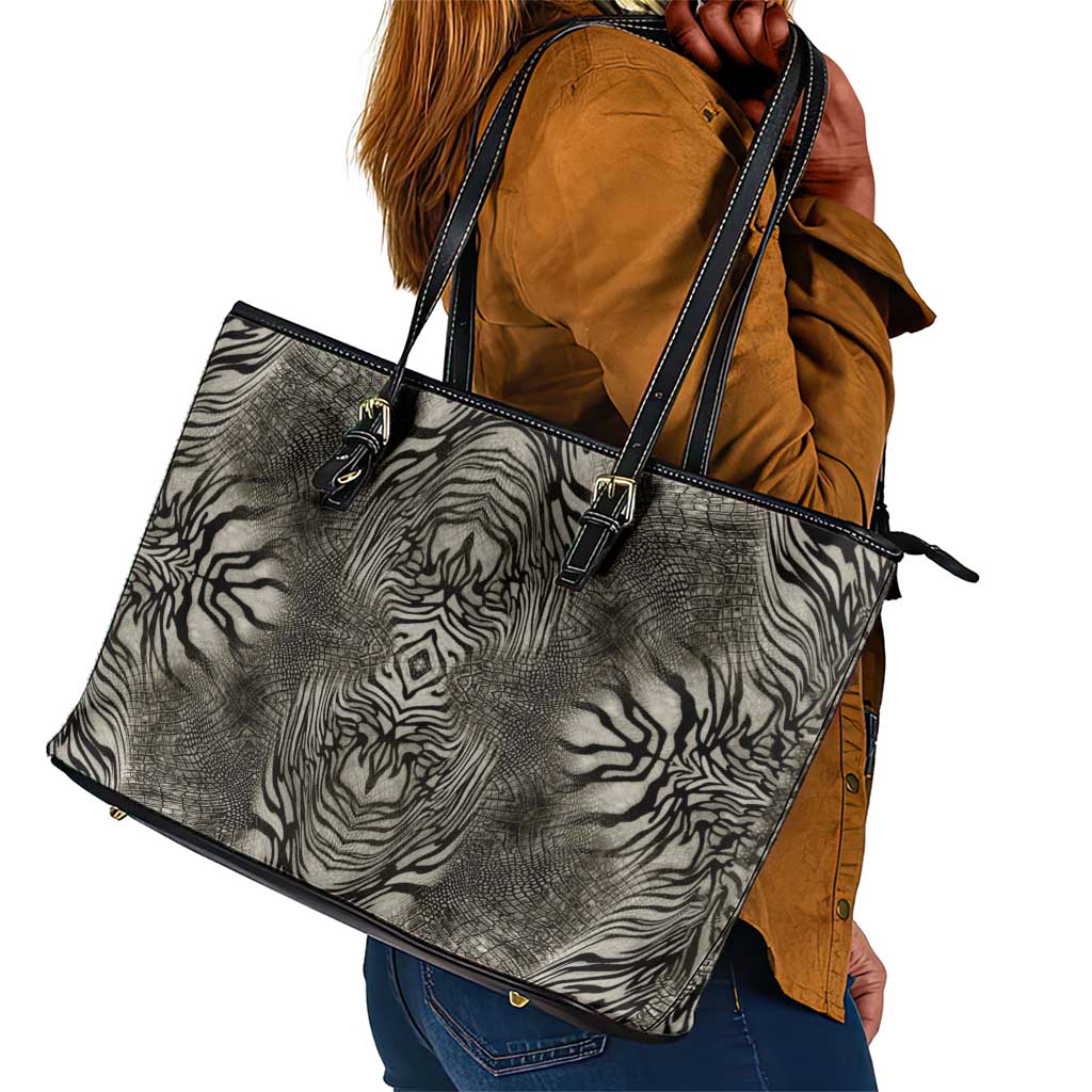 African Zebra Elephant Skin Pattern Leather Tote Bag