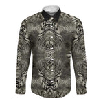 African Zebra Elephant Skin Pattern Long Sleeve Button Shirt