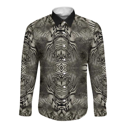 African Zebra Elephant Skin Pattern Long Sleeve Button Shirt