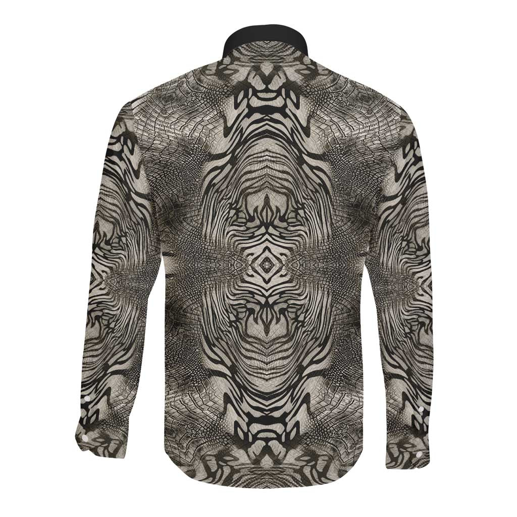 African Zebra Elephant Skin Pattern Long Sleeve Button Shirt
