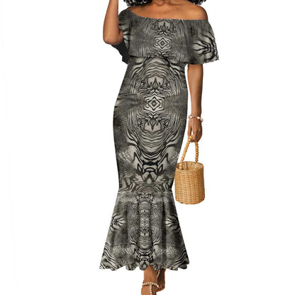 African Zebra Elephant Skin Pattern Mermaid Dress