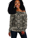 African Zebra Elephant Skin Pattern Off Shoulder Sweater