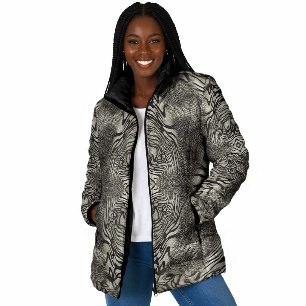 African Zebra Elephant Skin Pattern Padded Jacket