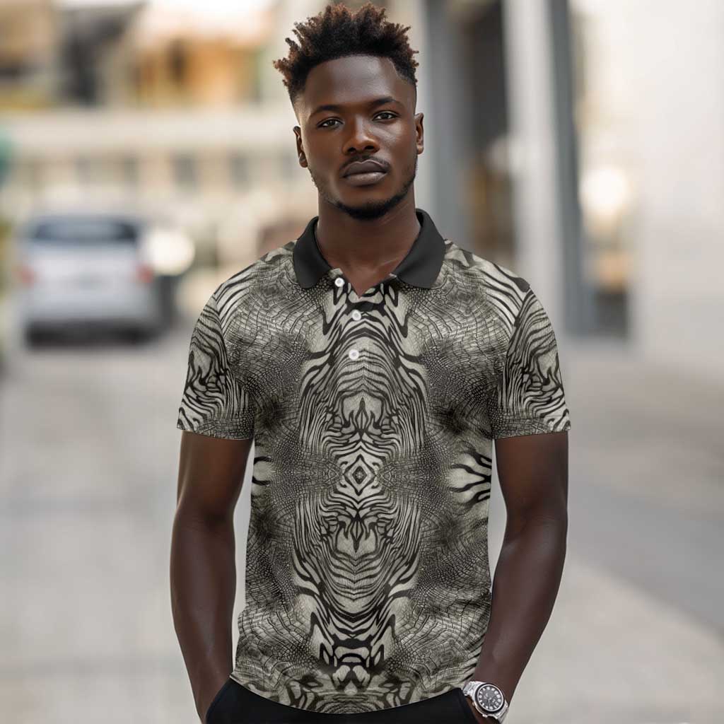 African Zebra Elephant Skin Pattern Polo Shirt