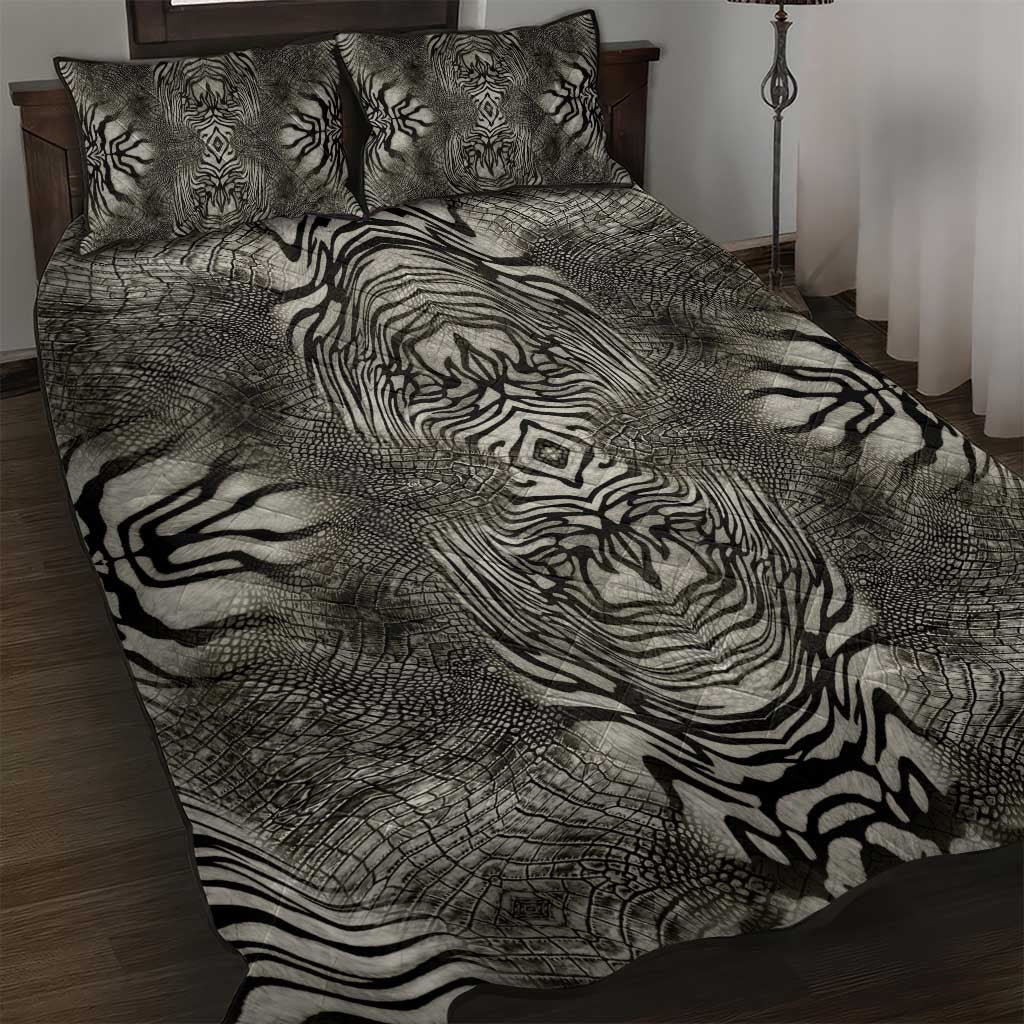 African Zebra Elephant Skin Pattern Quilt Bed Set