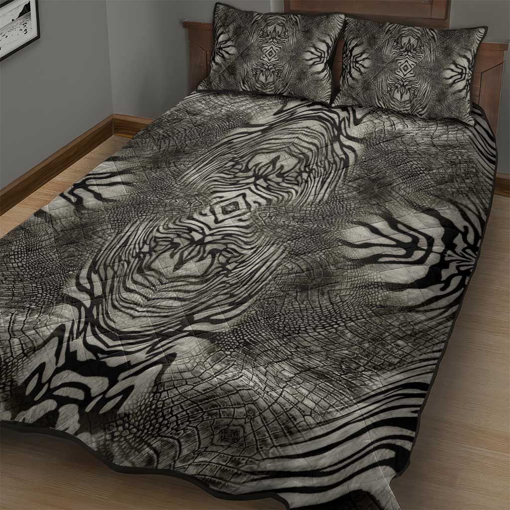 African Zebra Elephant Skin Pattern Quilt Bed Set