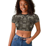 African Zebra Elephant Skin Pattern Raglan Cropped T shirt