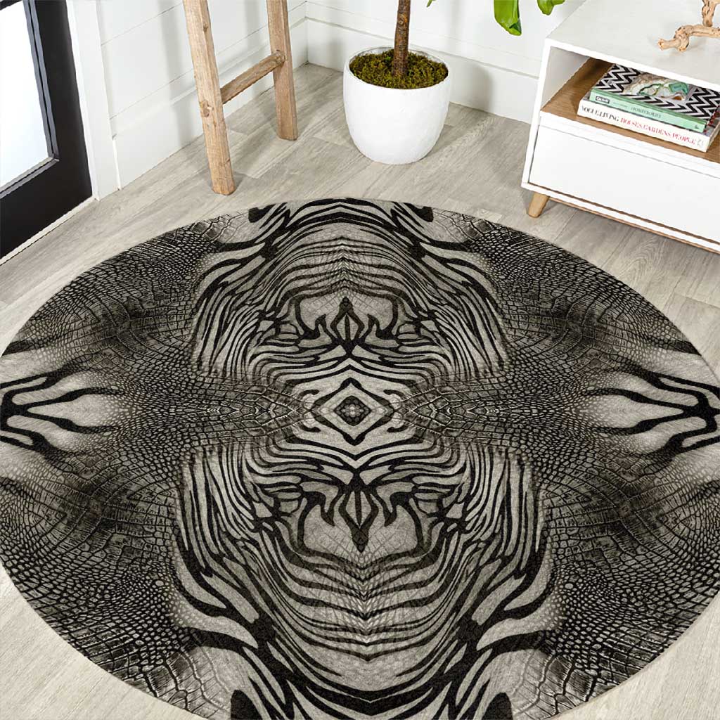 African Zebra Elephant Skin Pattern Round Carpet