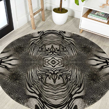African Zebra Elephant Skin Pattern Round Carpet