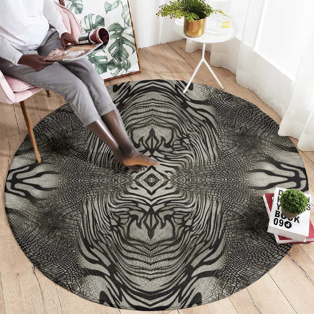 African Zebra Elephant Skin Pattern Round Carpet