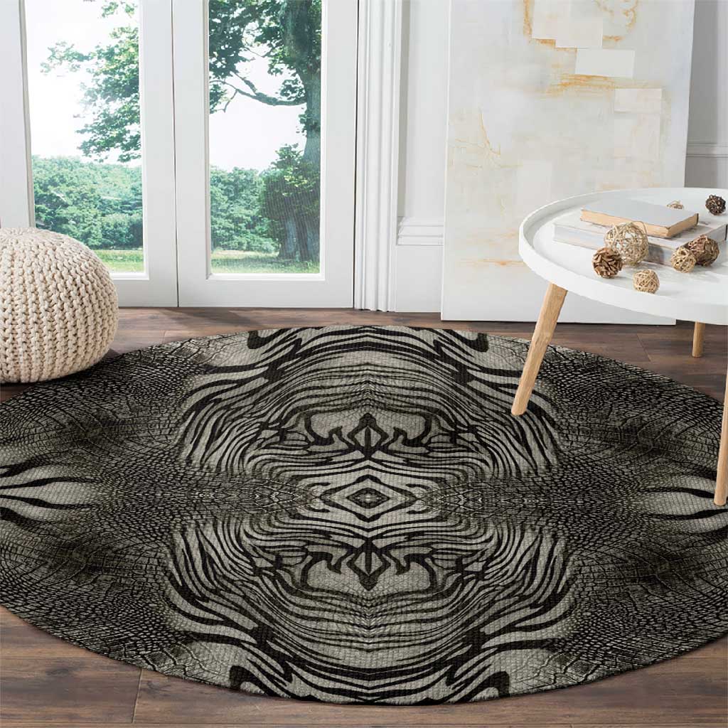 African Zebra Elephant Skin Pattern Round Carpet