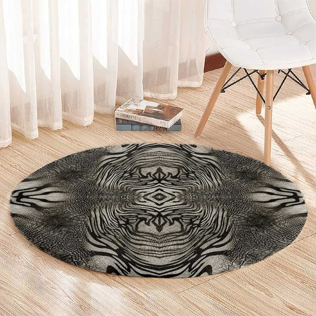 African Zebra Elephant Skin Pattern Round Carpet