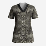 African Zebra Elephant Skin Pattern Scrub Top