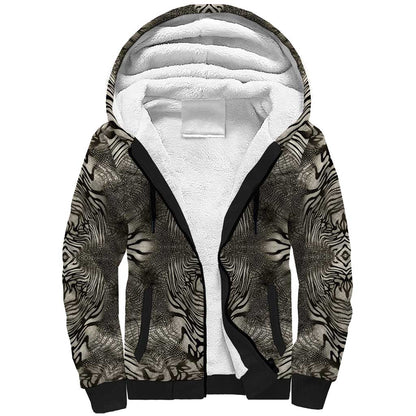 African Zebra Elephant Skin Pattern Sherpa Hoodie