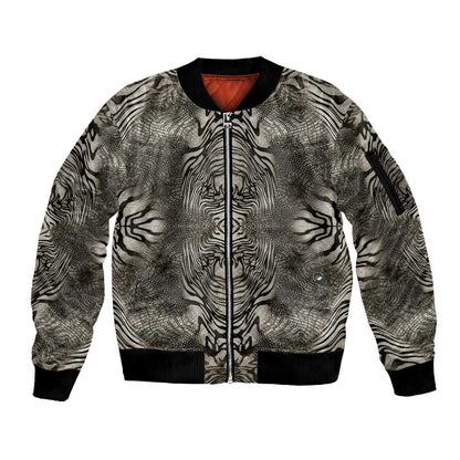 African Zebra Elephant Skin Pattern Sleeve Zip Bomber Jacket