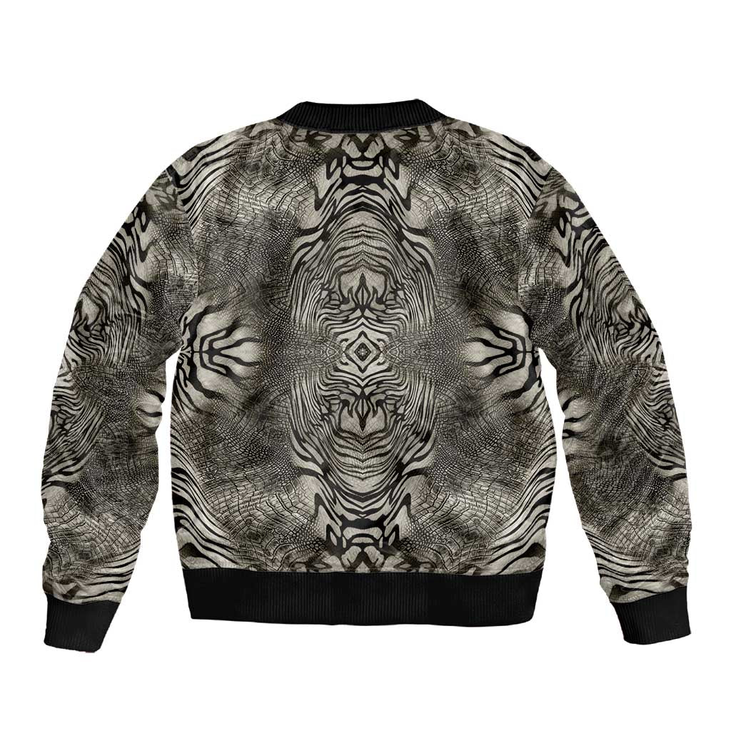 African Zebra Elephant Skin Pattern Sleeve Zip Bomber Jacket