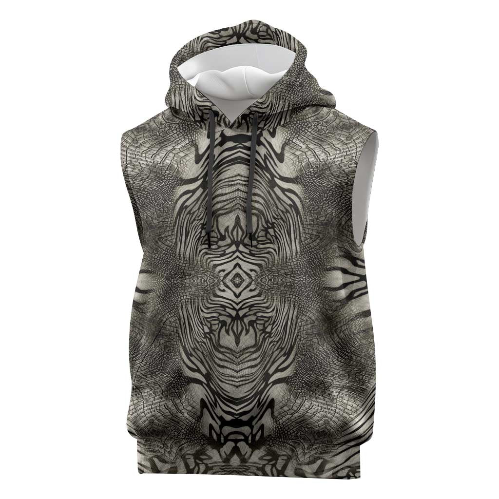 African Zebra Elephant Skin Pattern Sleeveless Hoodie