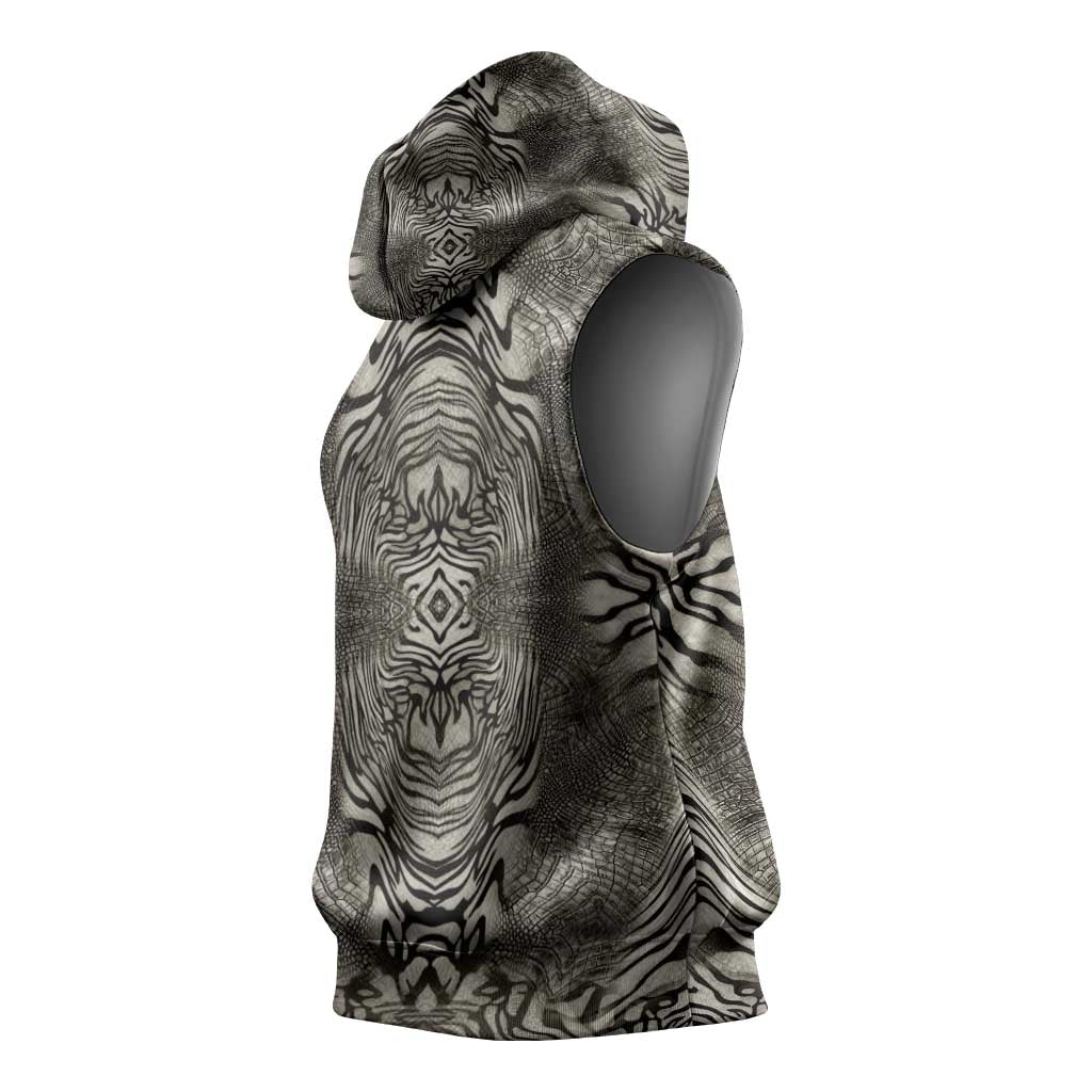 African Zebra Elephant Skin Pattern Sleeveless Hoodie