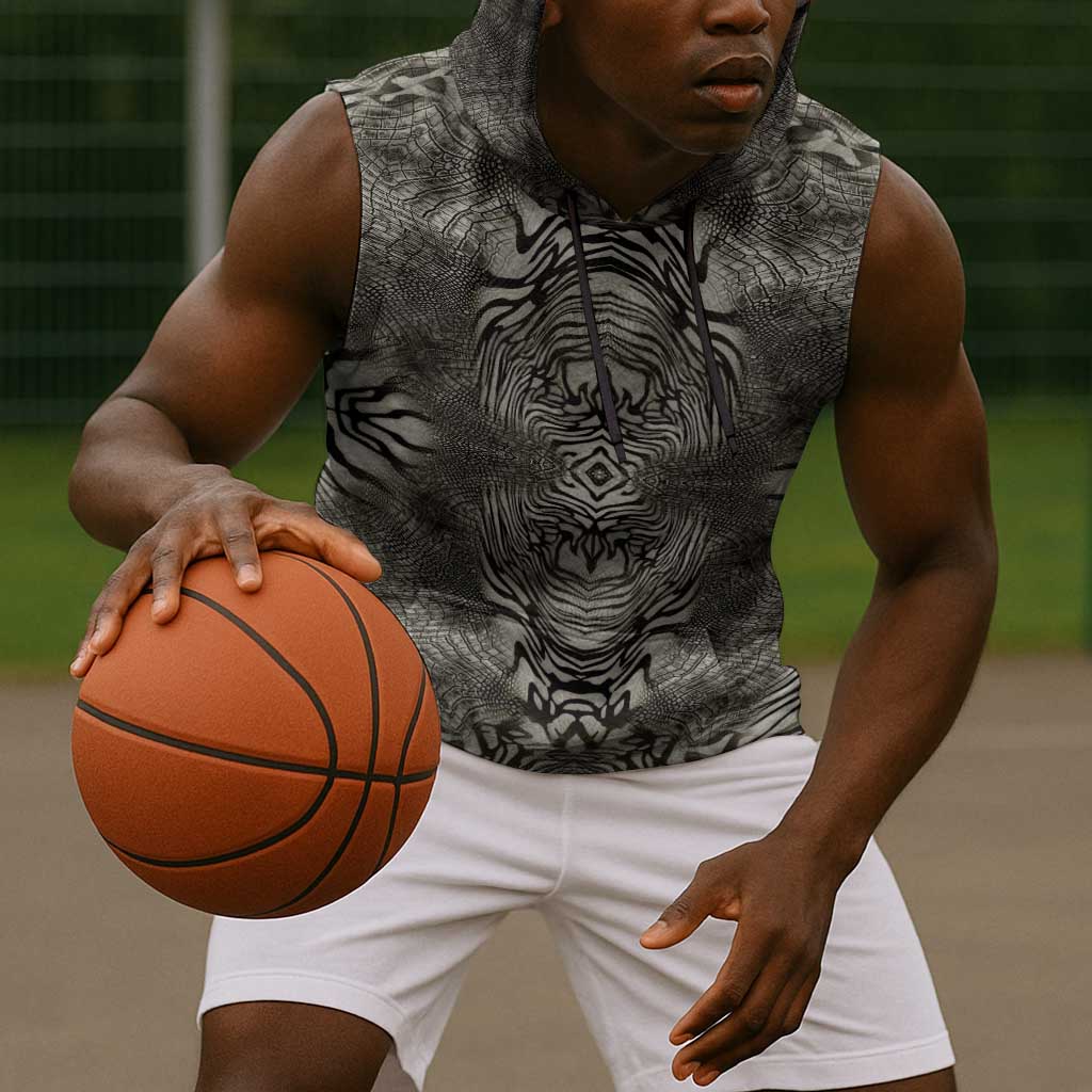 African Zebra Elephant Skin Pattern Sleeveless Hoodie