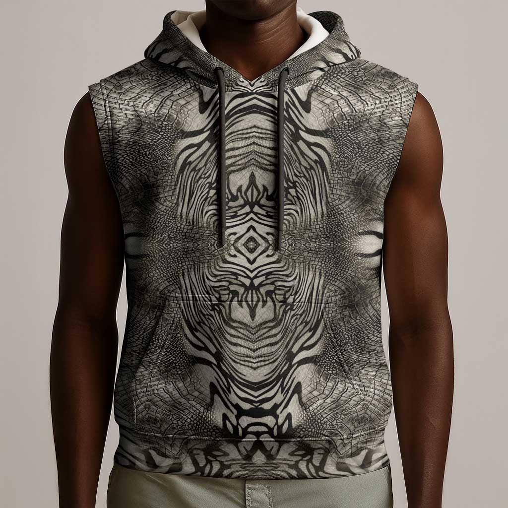 African Zebra Elephant Skin Pattern Sleeveless Hoodie