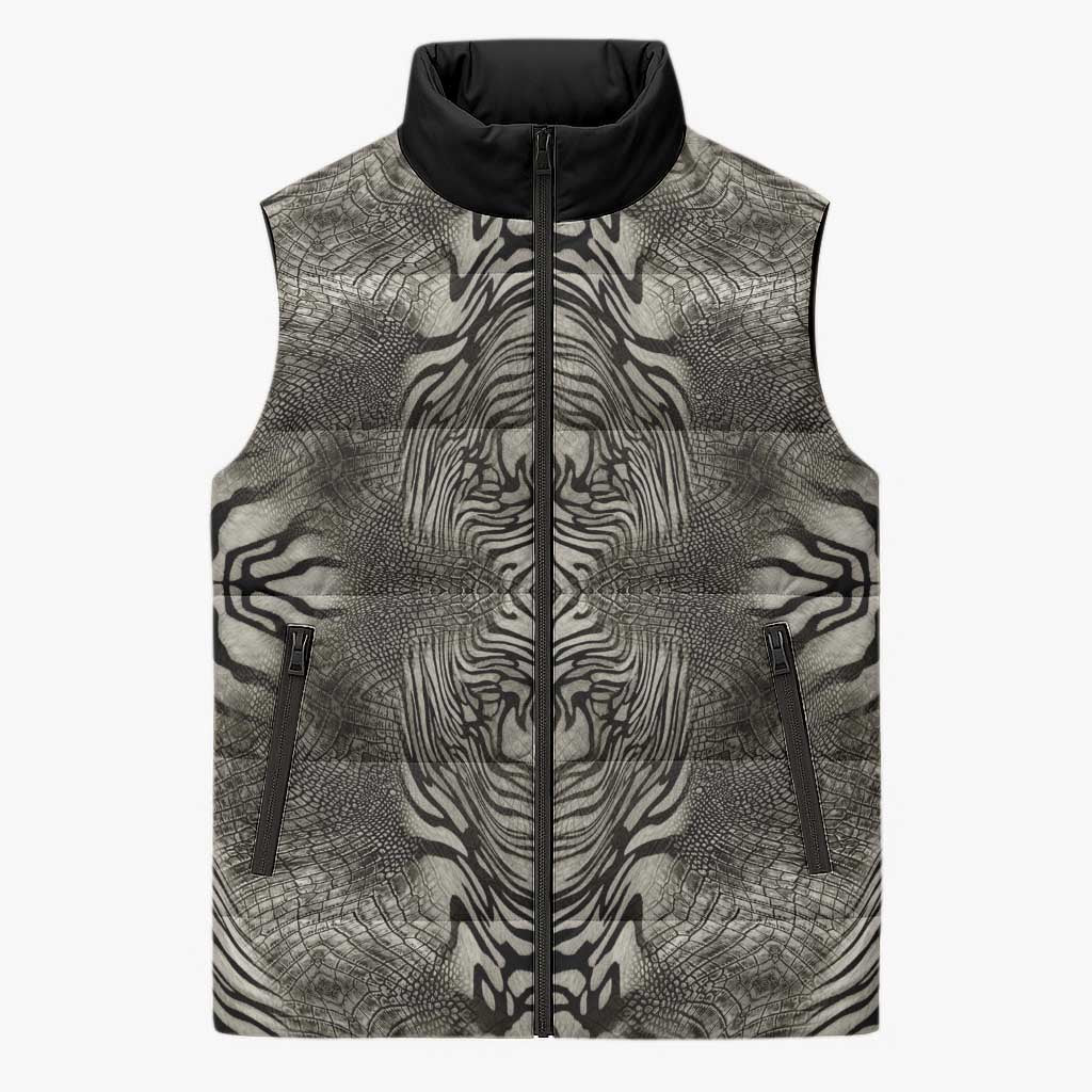 African Zebra Elephant Skin Pattern Sleeveless Puffer Jacket