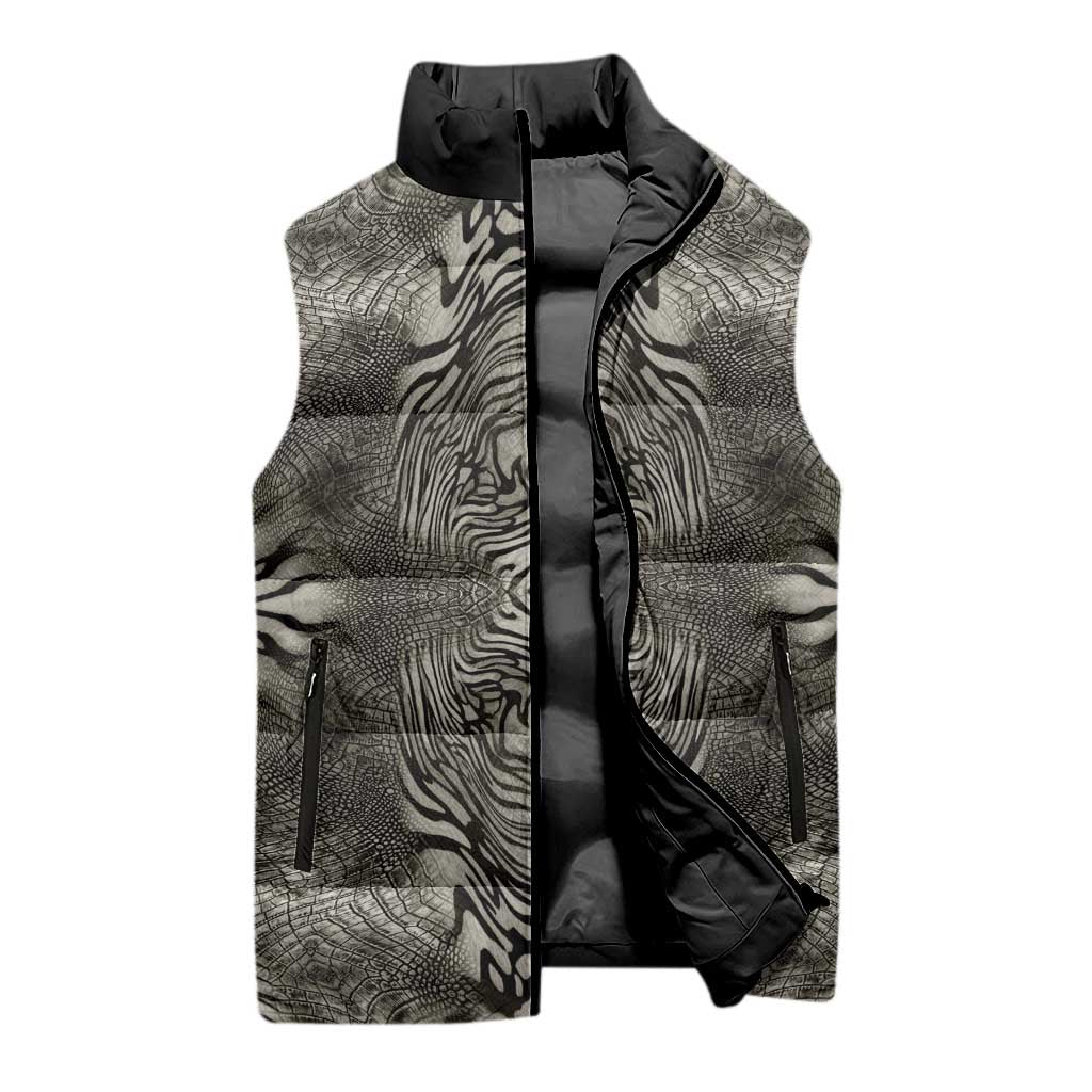 African Zebra Elephant Skin Pattern Sleeveless Puffer Jacket
