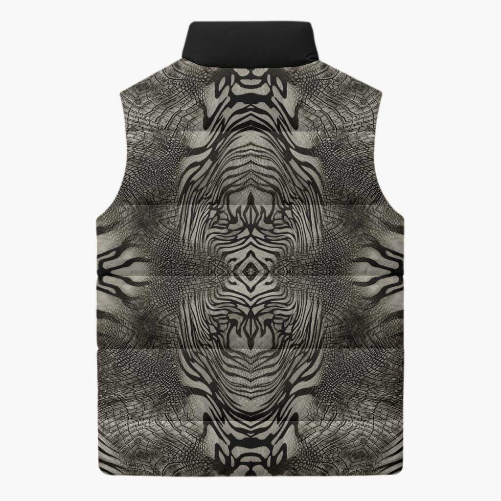 African Zebra Elephant Skin Pattern Sleeveless Puffer Jacket