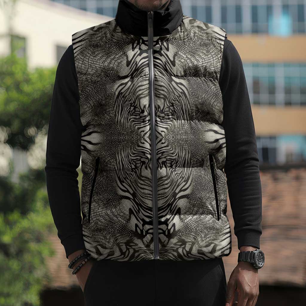African Zebra Elephant Skin Pattern Sleeveless Puffer Jacket