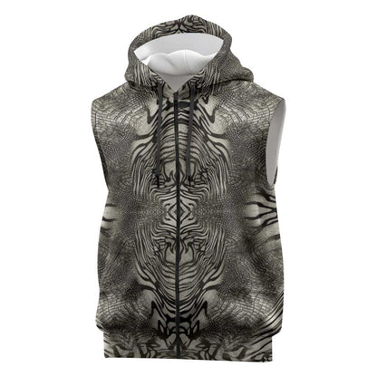 African Zebra Elephant Skin Pattern Sleeveless Zip Hoodie
