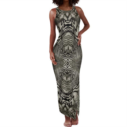 African Zebra Elephant Skin Pattern Tank Maxi Dress