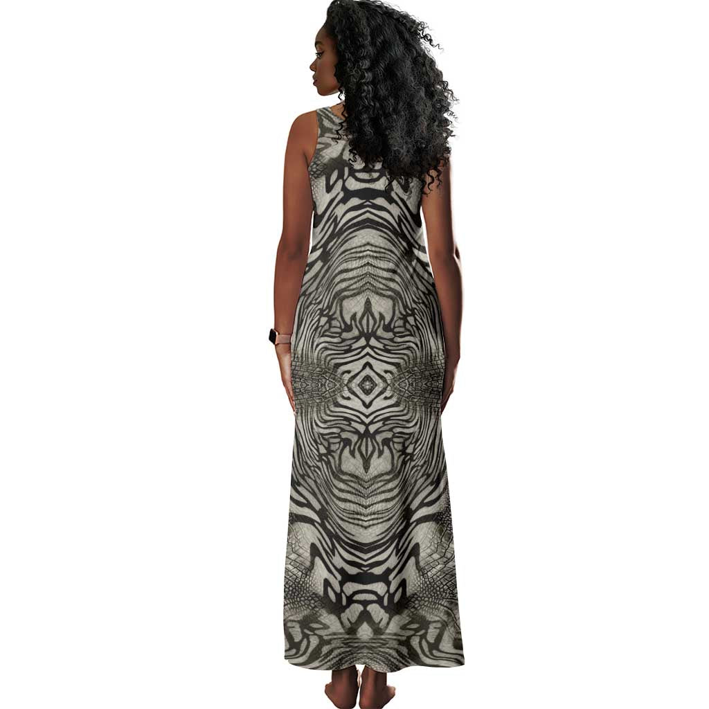 African Zebra Elephant Skin Pattern Tank Maxi Dress