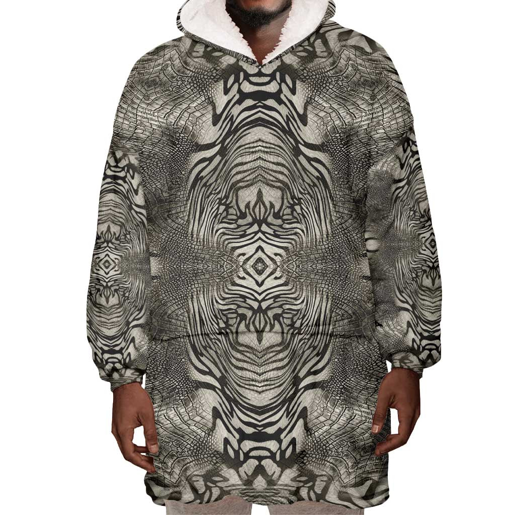 African Zebra Elephant Skin Pattern Wearable Blanket Hoodie