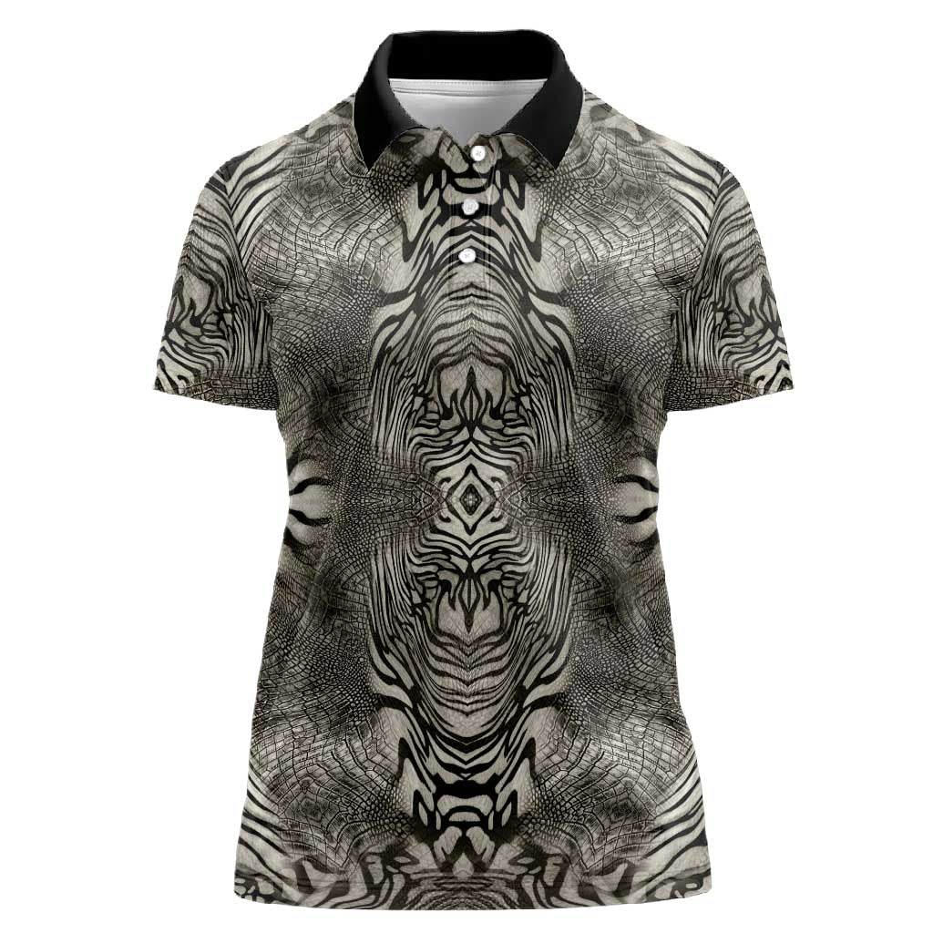 African Zebra Elephant Skin Pattern Women Polo Shirt