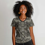 African Zebra Elephant Skin Pattern Women V-Neck T-Shirt