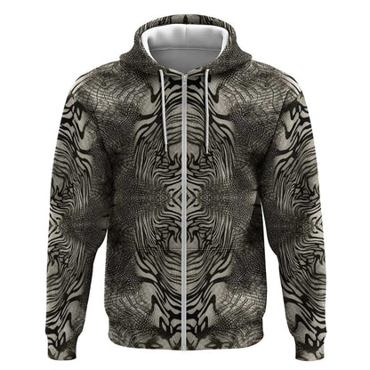 African Zebra Elephant Skin Pattern Zip Hoodie