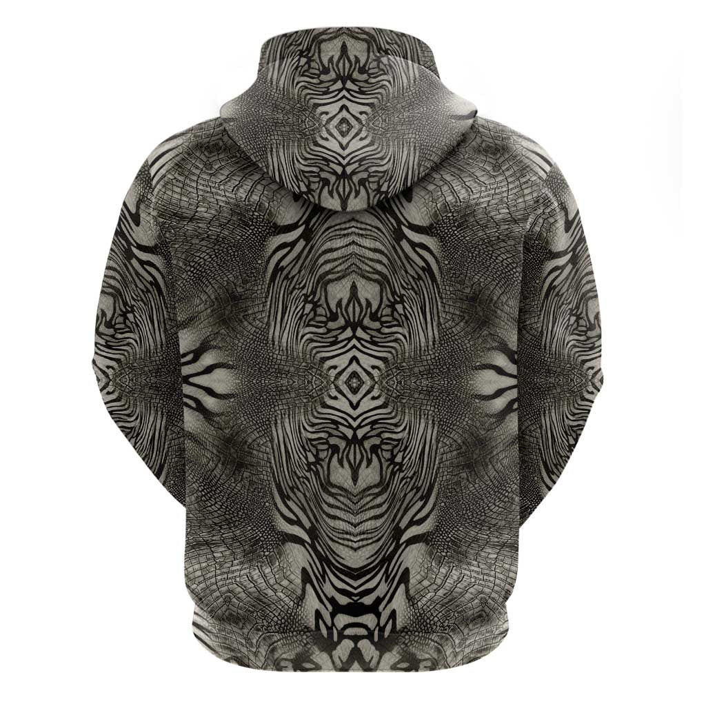 African Zebra Elephant Skin Pattern Zip Hoodie