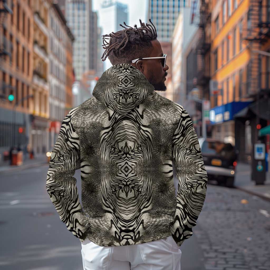 African Zebra Elephant Skin Pattern Zip Hoodie