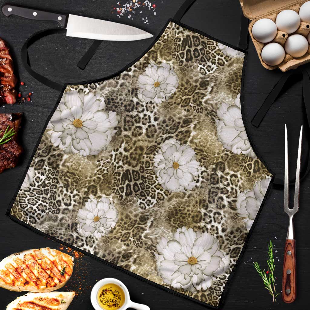 African Leopard Floral Pattern Apron Sahara Pearl