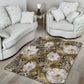 African Leopard Floral Pattern Area Rug Sahara Pearl