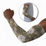 African Leopard Floral Pattern Arm Sleeves Sahara Pearl