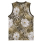 African Leopard Floral Pattern Basketball Jersey Sahara Pearl