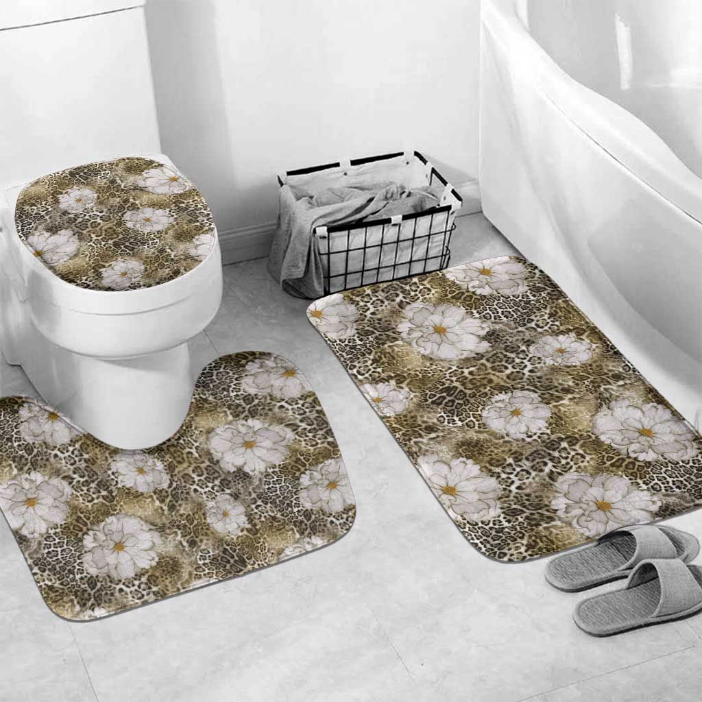 African Leopard Floral Pattern Bathroom Set Sahara Pearl