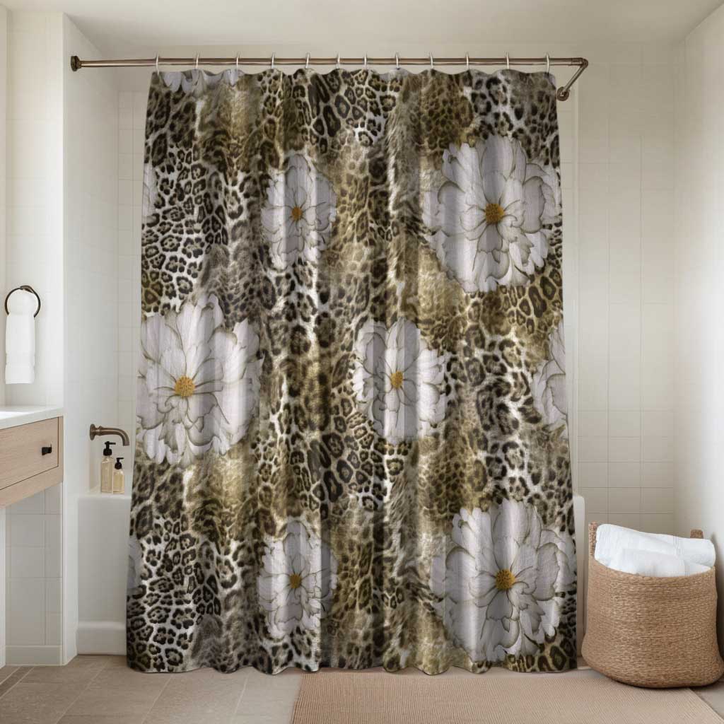 African Leopard Floral Pattern Bathroom Set Sahara Pearl