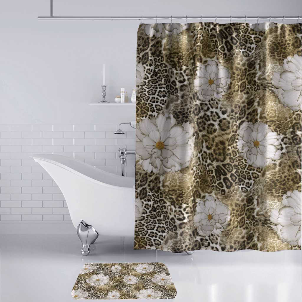 African Leopard Floral Pattern Bathroom Set Sahara Pearl
